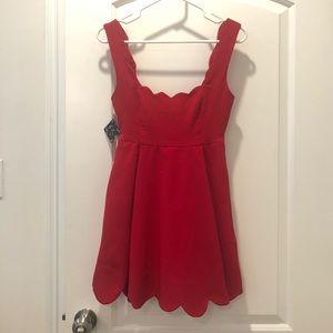 Red scalloped dress